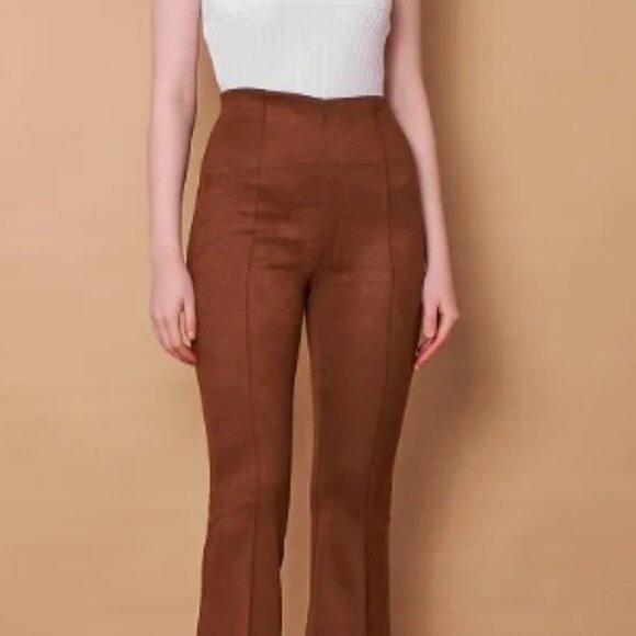M 🧡Tag friend and generic pantalon cognac brown faux suede slim fit - Picture 1 of 11